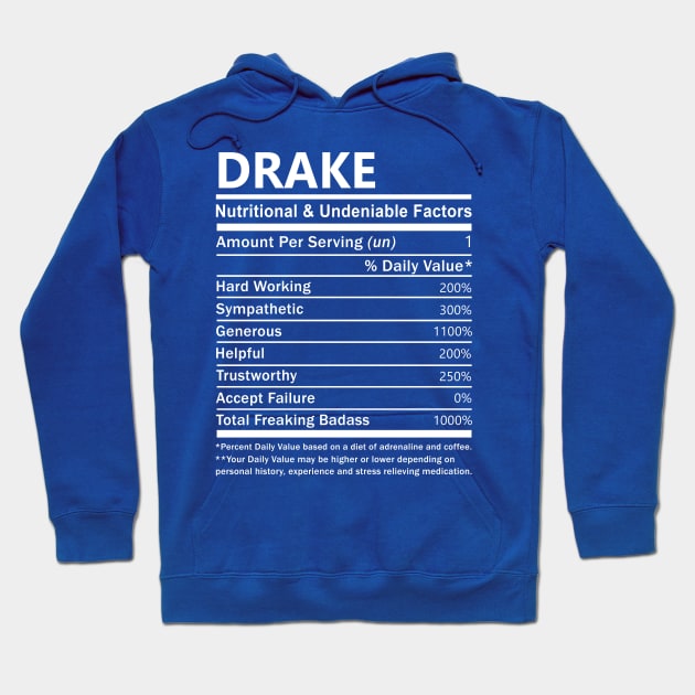 Drake Name T Shirt - Drake Nutritional and Undeniable Name Factors Gift Item Tee